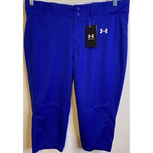 NEW Under Armour Softball Baseball Pants Women’s Large Cropped Stretch BLUE
